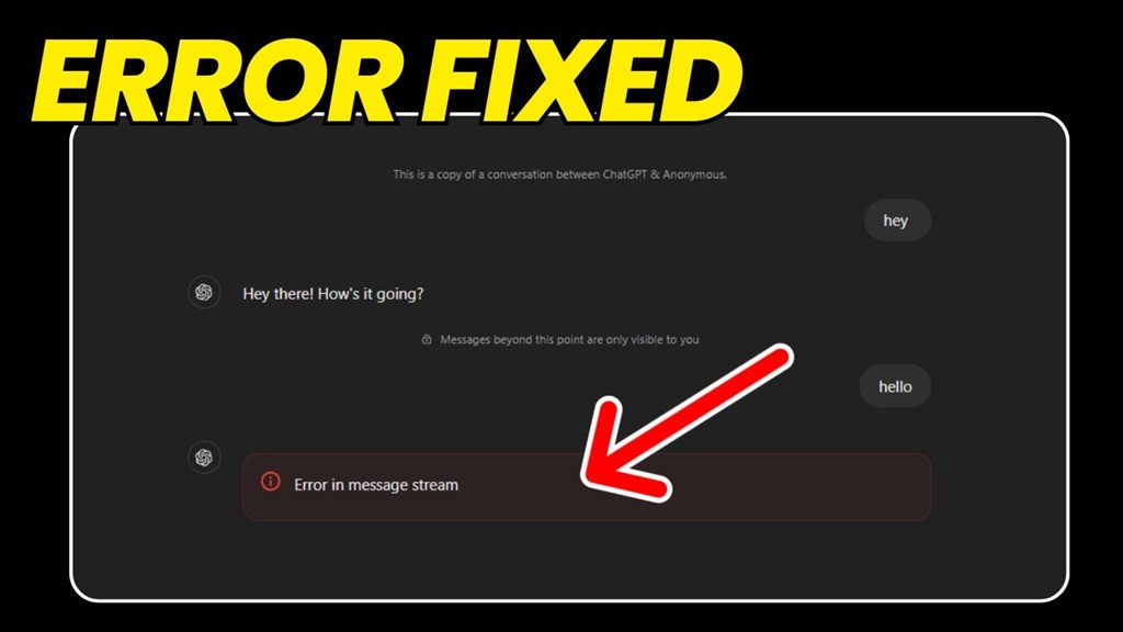 How to fix Error in message stream ChatGPT
